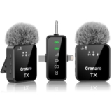 GRENARO Mic for YouTube Wireless, Dual Lapel Wireless Microphone for Recording with LED Display, 164ft Range, Mute/Reverb/Noise Reduction for YouTube, Live Streaming, Vlogging (3 in 1 Port Version)