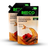 Beco Moisturising Liquid Handwash-Mahogany Teakwood | Pack of 2 | 675 ml | 8-hr moisture lock | Natural, Paraben free, Chemical Free | Kills 99.99% germs, Safe for all Skin types