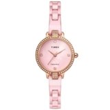 TIMEX Analog Watch for Women with Mother of Pearl Pink Round Dial & Pink Ceramic Bracelet Band Water Resistant Women’s Wrist Watches – TWEL15701