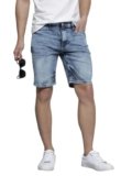 The Indian Garage Co Men Slim Fit Solid Mid-Rise Denim Shorts