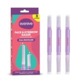 Evereve Face & Eyebrow Razor for Women, Pack of 3, Dual-Blade Head for Shaving with Precision & Coverage, German Steel Blades, Instant Painless Hair Removal, For All Skin Types, Dermaplaning Tool