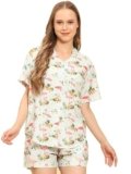 Trendy Queen Women’s Cotton Floral Co-ord Set Pack of 2 (SD761_KB-XL_Cream