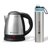 Wonderchef Acura Stainless-steel Kettle 1.5L + Sippy Stainless-steel Bottle,Rapid Water Boiling in 4 Mins,Auto Shut-off,Gift Combo for Diwali and Festivals, Housewarming|1-Year Warranty,1350 Watts