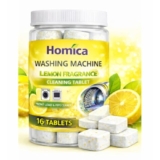 Washing Machine Cleaner Tablets (16 Tablets) | Drum & Pipe Deep Cleaner |Removes Odour, Limescale & Residue | For Front Load & Top Load Fully Automatic Washing Machines | Lemon Scent (Lemon)