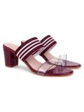 Action Women’s Black Suede Platform Sandals| Stiletto Heel| Clear Strap with Striped Band| Ankle Strap Design_Maroon_3