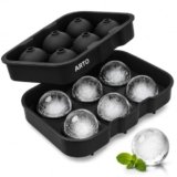 Ice Ball Maker Mould, Silicone Round Ice Sphere Tray, 6 Cavity Ice Ball Mould with Lid & Filling Funnel, BPA Free Food Grade, Slow Melting Ice Balls Cocktail, Cold Coffee, Home Bar Accessories (Black)
