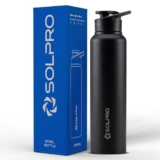 Solpro Alpha 1000mL Stainless Steel Water Bottle for Office,School,College,Travel,Gym,Yoga,Camping,Sports & Outdoor for Men,Women,Athletes,Kids,Children,Student, & Youth; Odor,Leak & BPA Free (Black)