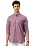 Majestic Man Men’s Solid Pure Cotton Casual Shirt – Slim Fit | Full Sleeves | Soft & Breathable Fabric (Dusty Mauve, Large)