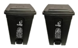 Cello Strong Plastic Step-On Pedal Garbage Dustbin 60 Ltr, Black & Black (COMBO)