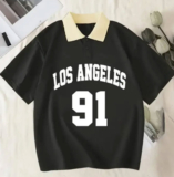 CULISH Printed Men Polo Neck Black T-Shirt