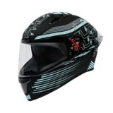 STUDDS Thunder D11 ISI and DOT Certified Full Face Helmet for Men and Women with Clear Visor – Matt Black Blue XL