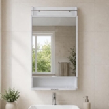 Amazon Brand – Solimo CleanLook Wall Mounted Plastic Bathroom Mirror Cabinet with Storage Shelves, Space Saving Organizer for Toiletries & Daily Essentials, White