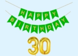 Mystic Toy Store 30th Happy Birthday Decoration Kit Green for 30 year Old Boys Girls Men Women with Number ThirtyParty Decorations Decor Celebration Items Item Set Combo Reusable Paper Banner