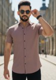 YAMOLISH ENTERPRISE Men Self Design Casual Pink Shirt