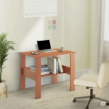 Amazon Brand – Solimo Engineered Wood Computer Desk with One Tier Shelves Laptop Study Table for Office Home Workstation Writing Modern Desk |Brown
