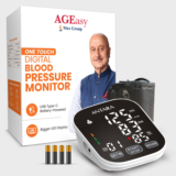 AGEasy (Max Group) Automatic Digital Blood Pressure Machine Battery / USB Type C, Bp Monitor(White and Black)