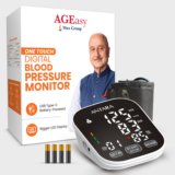 AGEasy (Max Group) Automatic Digital Blood Pressure Machine Battery / USB Type C, Bp Monitor(White and Black)