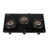 Havells GEOSLIM Gas stove |3 Heavy Duty Forged Brass Burner|6 mm Toughened Glass|Premium Valves|Removable Drip Tray|Soft Touch Knobs|5 year Warranty on Burners, Glass & Valves by Havells (Black)