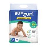 BUMTUM Superlock Dry Pant Diapers – S(76 Pieces)