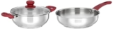 Amazon Brand – Solimo Stainless Steel Heavy Bottom Kadhai with Glass lid |Three Layer Impact Forged Bottom|Durable|Soft Touch Handles and Knob|2700 ml| Silver