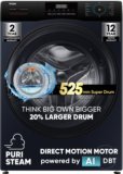 Haier 9 kg 5 Star with Powered by AI-DBT, PuriSteam, 525 mm Super Drum, Inbuilt Heater, AI DBT Washer Fully Automatic Front Load Washing Machine Black, Blue(EFL90-DM14IBIEBK)