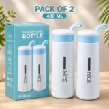 Triffy Portable Insulated Water Flask 400 ML 400 ml Plastic Flask(Pack of 2, Blue)