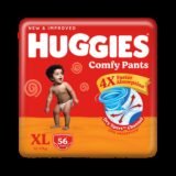 Huggies Comfy Baby Diaper Pants, Upto 50% Faster Absorption – XL(56 Pieces)