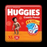 Huggies Comfy Baby Diaper Pants, Upto 50% Faster Absorption – XL(56 Pieces)