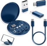 NOCXTUN All in one 60W USB Fast Charging Travel Data Cable Set Multifunctional Conversion Head Portable Multi-Type Charging Connector USB TypeC Adapter Sim Storage with Sim Eject Pin and Mobile Stand