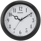 Amazon Brand – Solimo Round Analog Wall Clock|Plastic and Glass|8 Inch|Black