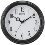Amazon Brand – Solimo Round Analog Wall Clock|Plastic and Glass|8 Inch|Black