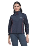 Dollar Women’s Polyester Solid Windcheater Jacket With Zipper Pockets Navy Medium