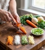 Stainless Steel Vegetable Peeler with Julienne Cutter, 2-in-1 Multipurpose Tool, Anti-Slip Handle, for Potato, Carrot, Cucumber