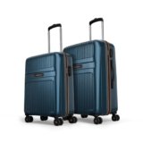 Aristocrat Atlas Set of 2 Trolley Bag 55cm & 66cm | Small+Medium | Hard Luggage | Smooth 8-Wheel Suitcase | Secure Combination Lock with Sturdy Zipper | Full Fabric Convipack | 3-Year Warranty (Teal)