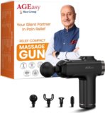 AGEasy (Max Group) Massage Gun, 8 Speed, 4 Massage Heads, Rechargable USB Type – C Massager(Black)