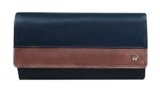 Calfnero Women’s Genuine Leather Wallet-Long Purse Wallet with Multiple Card Slots, Zip Pocket and Note Compartment (Blue)