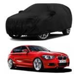 Sulfar 100% Water Resistant Car Body Cover Compatible with Mirror & Antenna Pockets for BMW 118 (Triple Stitched, Full Bottom Elastic, Black)