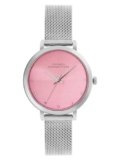 French Connection | Analog Pink Dial | Silver Stainless Steel | Watch for Women – FCN049A
