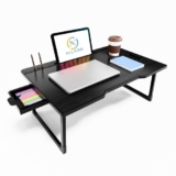NILKAR Study Table Bed Table Premium Laptop Table/Foldable and Portable Wooden/Writing Desk for Office/Home/School (COTTED BLACK)