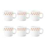 Larah by Borosil Gardenia Opalware Tea/Coffee Cup Set | 6 pcs Set, 100 ml Each | Microwave & Dishwasher Safe, Bone-Ash Free | Crockery Set Ideal for Daily Use & Gifting | White