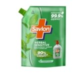 ITC Savlon Herbal Sensitive Germ Protection Liquid Handwash Refill Pack 1.3L | 99.9% Germ Protection | 90% Natural Origin Ingredients | Family Size Refill Hand wash | Value Pack