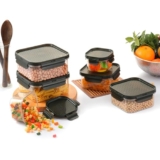 CELLO Modulock Pet Plastic Containers | Kitchen Organisers | Multi Purpose Containers | Airtight Lid | Square Containers | Jars For Pulses, Cereals, Cookies & More