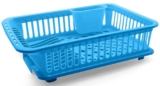Floraware FI Unbreakable Kitchen Sink Dish Drying Corner, Dish Drainer and Drying Rack for Kitchen (Blue)