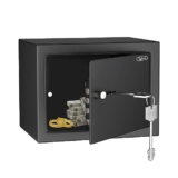Lifelong 8.6L Home Safe Locker with Key | Security Box for Home & Office | Strong Metal Safe – 5 mm Thick Door | Personal Locker for Cash, Jewellry & Documents (LLHSM01, Black)