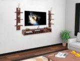 ERAWUD Riano Wall Mount TV Entertainment Unit | with Set Top Box Stand and Wall Shelf Display Rack for Living Room Classic Walnut (Ideal for up to 32″) Screen