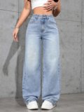 DENIM LOOK Loose Fit Women Light Blue Jeans