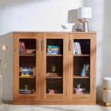 Home Centre | Quadro 3-Door Book Cabinet | Engineered Wood | Brown | 1 Year Warranty