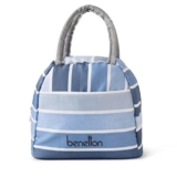 United Colors of Benetton Lunch Bag for Women & Men, Insulated Bag, Tiffin Lunch Bag for Office/College/School, Bottle Holder, Lightweight, Durable Handles, Multiple Pockets, with Warranty (Blue)