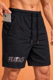 FEATOUS Graphic Print Men Black Running Shorts