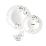 Treo by Milton Opalware Aurelia Arashi Dinner Set of 6 | Serving for 2 | Microwave & Dishwasher Safe | Bone-Ash Free | Tempered Toughness | Plates & Bowls | Crockery Set for Dining & Gifting